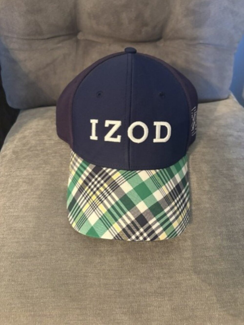 IZOD Navy Blue Plaid Brim Baseball/Golf Embroidered Logo Hat